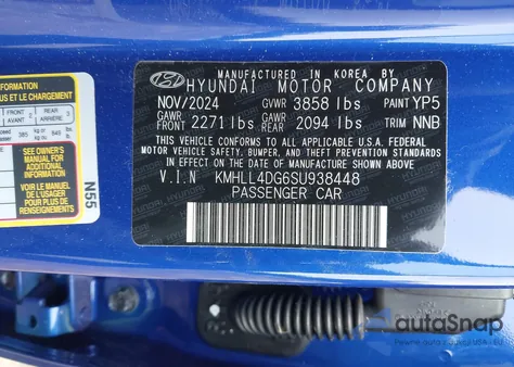 2025 Hyundai Elantra Se from USA, damaged, VIN KMHLL4DG6SU938448